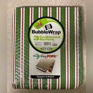 Duck Brand Bubble Wrap Cushioned Mailers 8 1/2x11 Stripes 3 Pk Shipping Supplies